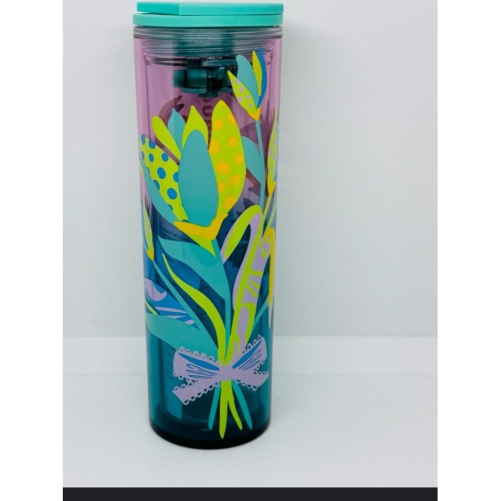 Starbucks 2025 Easter Floral Bouquet Ombre Bottle Tumbler. Blue‎ flower new